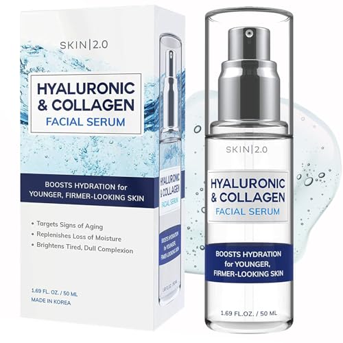 Skin 2.0 Hyaluronic Acid & Collagen Face Serum - Dermatologist Tested, Skin Tightening, Hydrating - Anti-Aging, Clean Beauty, Cruelty-Free Korean Skincare for All Skin Types - 1.69 Fl oz - Image 1