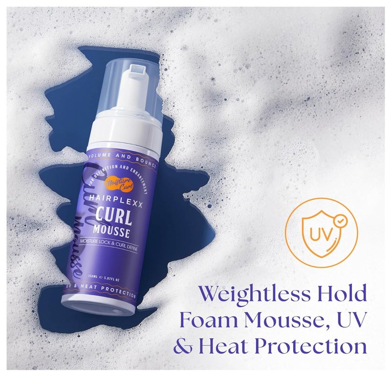 هيربليكس موس تجعيد الشعر 150 مل، خفيف الوزن، يحدد تموجات الشعر، يمنح الشعر حيوية، يمنع ترطيبه، يتحكم في التجعد، يمنح لمعانًا مكثفًا، زيت الخروع، حماية من الأشعة فوق البنفسجية والحرارة - Image 4