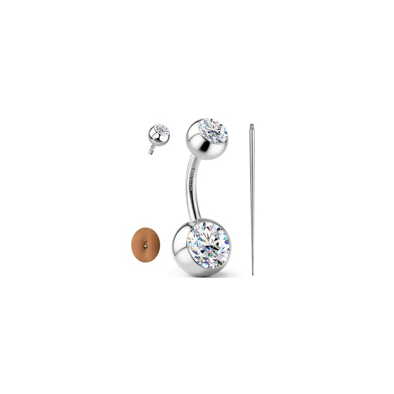 GEMQUEEN TItanium Belly Button Ring - Hypoallergenic Internally Threaded Moissanite Belly Rings 14G Navel Piercing Jewelry For Women Men D Color VVS1 Clarity Brilliant Cut Round Ball 10mm - Image 1