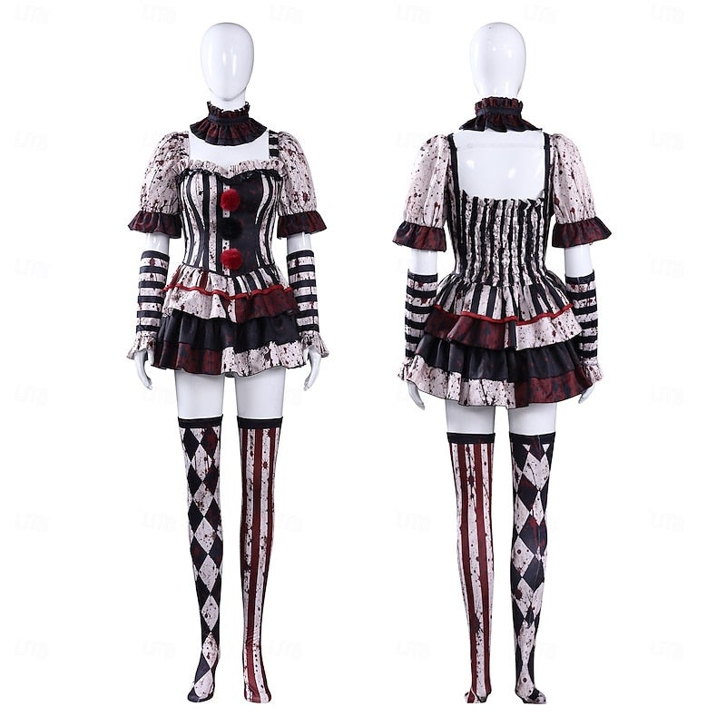 Y&D Halloween Dress Jumpsuit Couples' Costumes Killer Clown Scary Clown Horror Movie Adults' Unisex Halloween Carnival Party Performance Easy Halloween Costumes Dress Up - Image 4