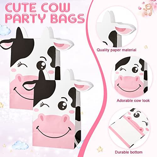 Fumete 86 Pcs Cow Party Favors Supplies Include Cow Keychain Party Paper Bags Keychains Cow Silicone Bracelets Vinyl Stickers for Girls Kids Baby Shower Treat Goodie Birthday Supplies - Image 5