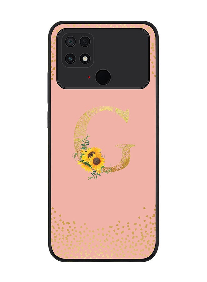 Stylizedd Rugged Black edge case for Xiaomi Poco C40 Slim fit Soft Case Flexible Rubber Edges Anti Drop TPU Gel Thin Cover - Custom Monogram Initial Letter Floral Pattern Alphabet - G (Rose Pink ) - Image 1