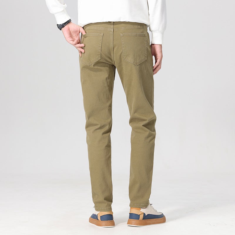 New Style Clean White Pants Jeans Men'S High Cotton Simple Quality Casual Trendy Brand Three-Proof Pants For Boys