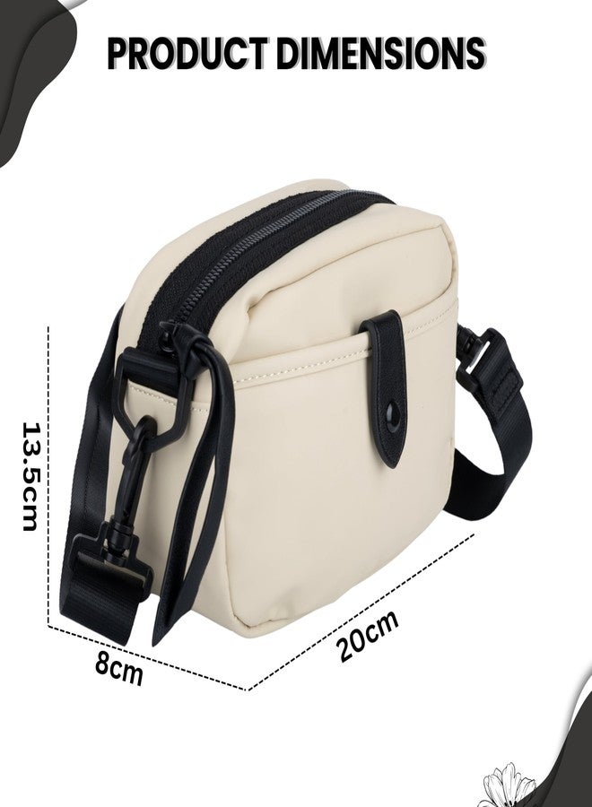 TS WITH TECHSUN Quilted Small Crossbody Bag for Women, Waterproof PU Leather Sling Bag with Adjustable Strap, Lightweight Travel Shoulder, Purse for Phone, Wallet, Keys, Makeup (Beige) - Image 2