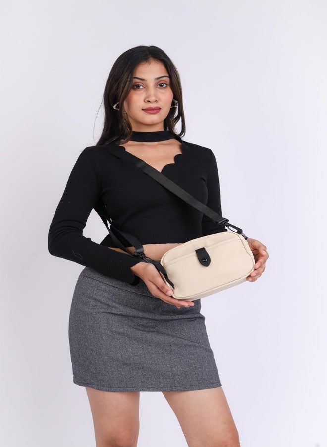 TS WITH TECHSUN Quilted Small Crossbody Bag for Women, Waterproof PU Leather Sling Bag with Adjustable Strap, Lightweight Travel Shoulder, Purse for Phone, Wallet, Keys, Makeup (Beige) - Image 5