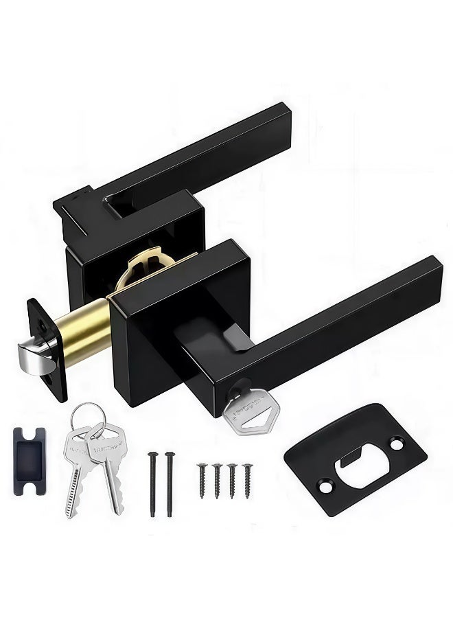 Flossie Door handle lock with key, suitable for bathrooms, restrooms, balconies, rooms, wooden doors, and metal doors. Easy to install on either side. - Image 1