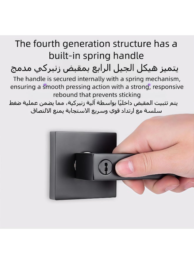 Flossie Door handle lock with key, suitable for bathrooms, restrooms, balconies, rooms, wooden doors, and metal doors. Easy to install on either side. - Image 3