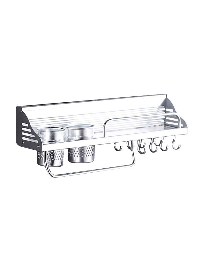 NIBEMINENT 2-Cup 8-Hook Multi-Function Condiment Holder Storage Rack Silver 55 x 15 18centimeter  - Image 1