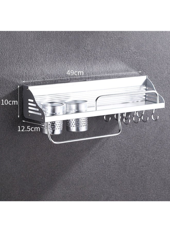 NIBEMINENT 2-Cup 8-Hook Multi-Function Condiment Holder Storage Rack Silver 55 x 15 18centimeter  - Image 2