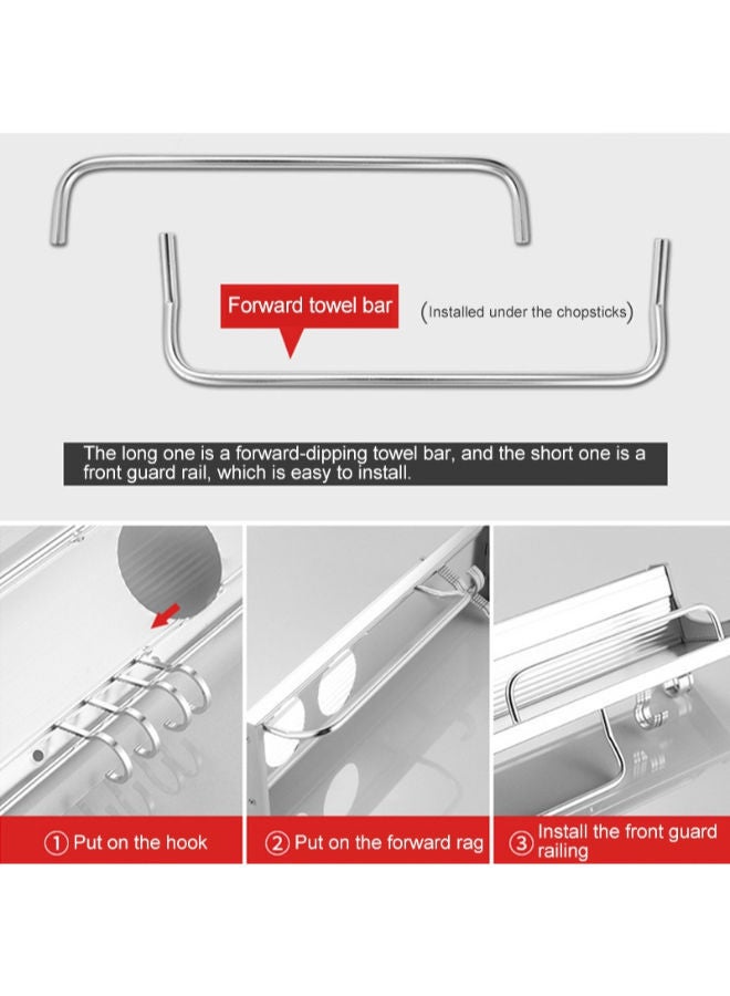 NIBEMINENT 2-Cup 8-Hook Multi-Function Condiment Holder Storage Rack Silver 55 x 15 18centimeter  - Image 3