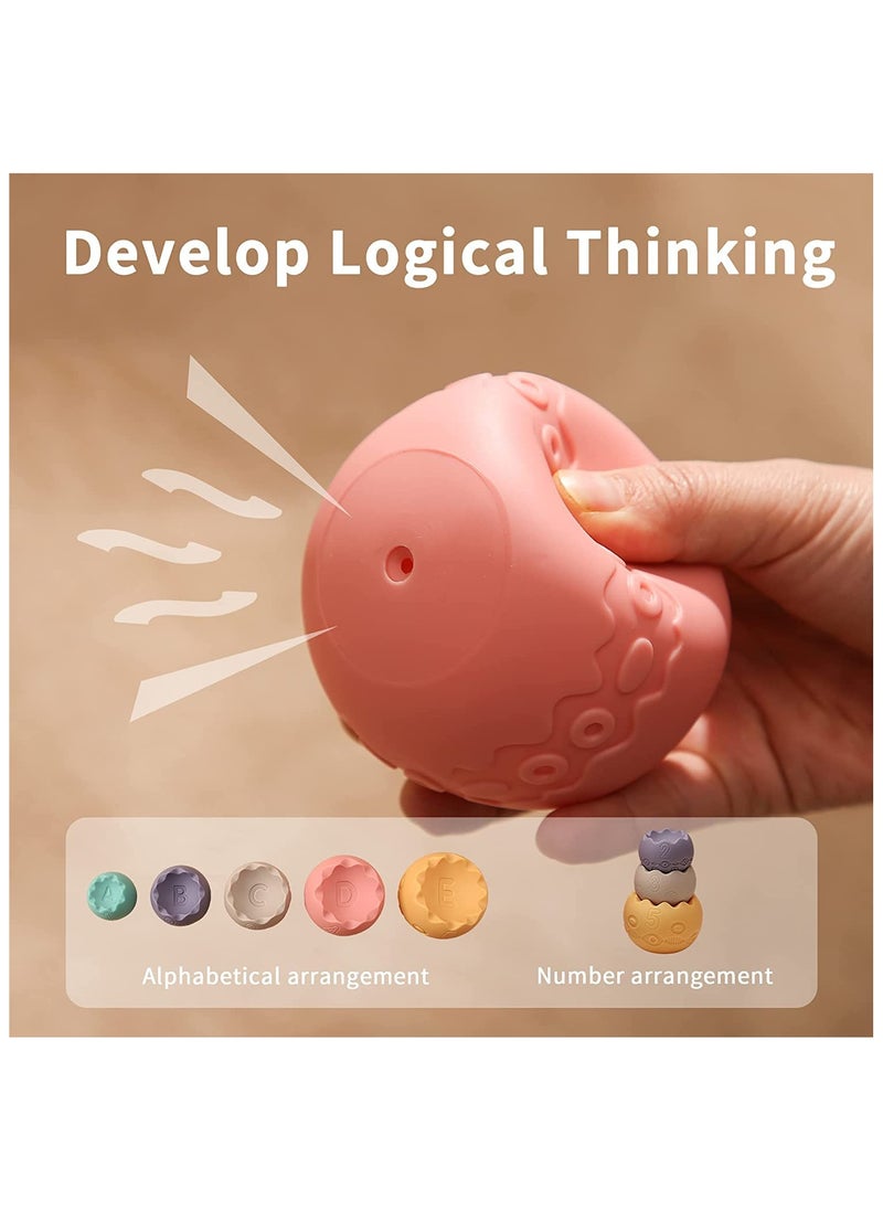 Bebiland Baby Sensory Balls, Toys for Babies 6 to 18 Months, Soft Building Blocks, Toddlers Montessori Early Developmental Educational Fine Motor, Skills Stacking Ring Infant (Multicolour)  - Image 3