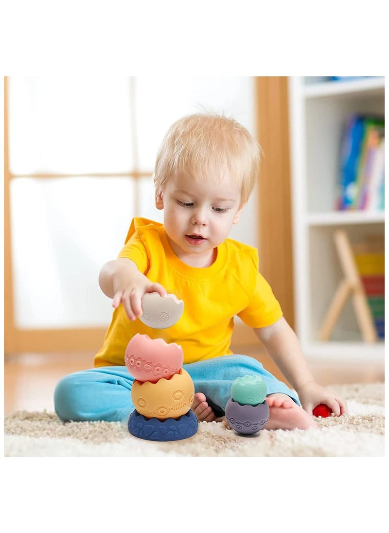 Bebiland Baby Sensory Balls, Toys for Babies 6 to 18 Months, Soft Building Blocks, Toddlers Montessori Early Developmental Educational Fine Motor, Skills Stacking Ring Infant (Multicolour)  - Image 5