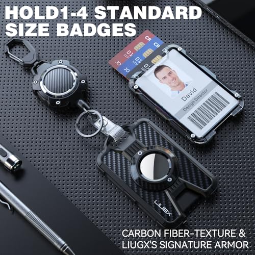 LIUGX Badge Holder for Airtag, with Retractable Keychain, Heavy Duty for Airtag Holder/Case, ID Card Holder (Holds 6 Cards), with 31.5” Badge Reel Key Chain, 10,000+ Rebound, 8oz - Image 4