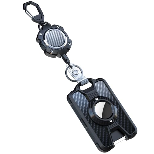 LIUGX Badge Holder for Airtag, with Retractable Keychain, Heavy Duty for Airtag Holder/Case, ID Card Holder (Holds 6 Cards), with 31.5” Badge Reel Key Chain, 10,000+ Rebound, 8oz - Image 1