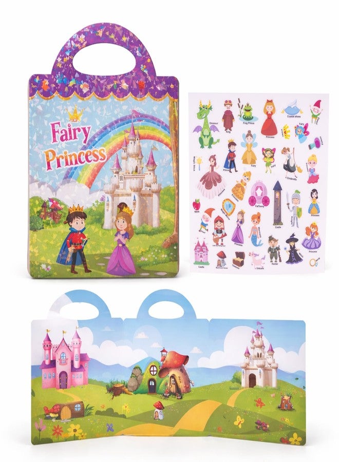 Wishkey Reusable Jelly Sticker Book for Kids 38 Pcs Fairy Princess Theme, Waterproof & Double Sided Activity Book, Educational Learning Toy for Girls, Travel Friendly Sticker Set for Toddlers Age 2+ - Image 1
