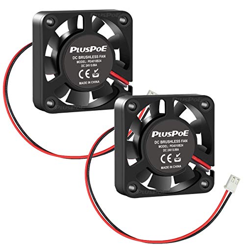 PLUSPOE 40mm Fan 24V, Ender 3 Fan Upgrade 24 Volt Fans 4010 Works for Ender 3 Pro 3X CR-10S for 3D Printer Humidifier Aromatherapy (2 Pack) - Image 1