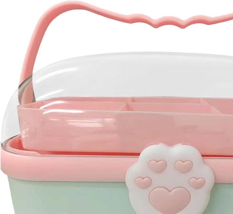 TRADY Unique Cosmetic Modern Makeup Box Creative Makeup Storage Stylish Makeup Container Classy Beauty Storage Beauty Packaging Ideas Heart Shape Design [ Pink - Green ] - Image 3