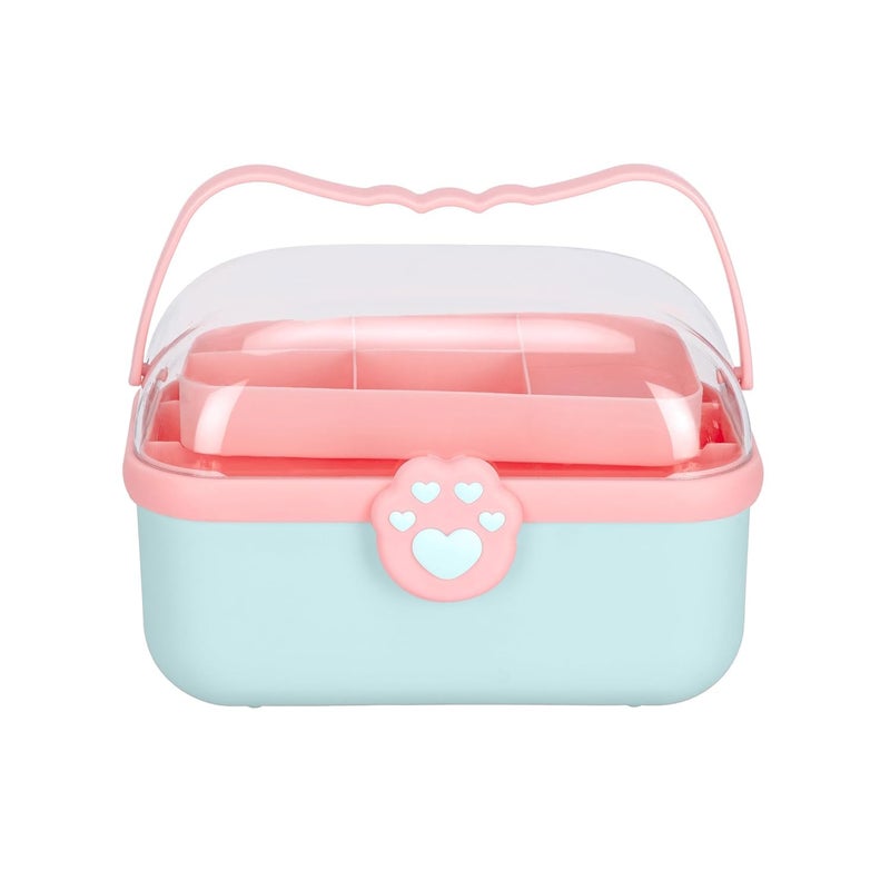 TRADY Unique Cosmetic Modern Makeup Box Creative Makeup Storage Stylish Makeup Container Classy Beauty Storage Beauty Packaging Ideas Heart Shape Design [ Pink - Green ] - Image 1