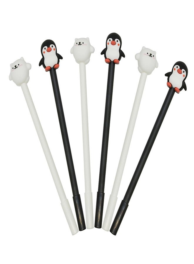 Lopenle 20PCS Cute Penguin Pens Polar Bear Gel Pens White Bear Novelty Animal Pens Black Ink Gel Pens 0.5mm For School Office Home Stationery Store - Image 1