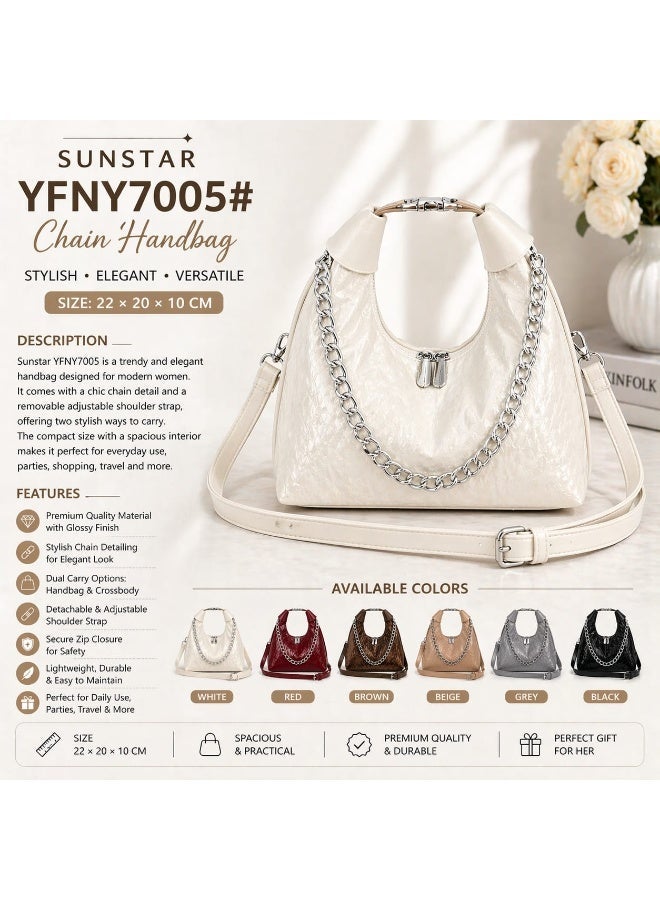 Sunstar YFNY7005 Designer Chain Handbag for Women – Stylish Shoulder & Crossbody Bag (22×20×10 cm) - Image 2