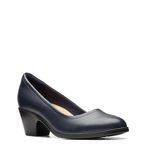 Clarks Women's Emily2 Ruby Pump, Navy Leather, 8 - Image 2