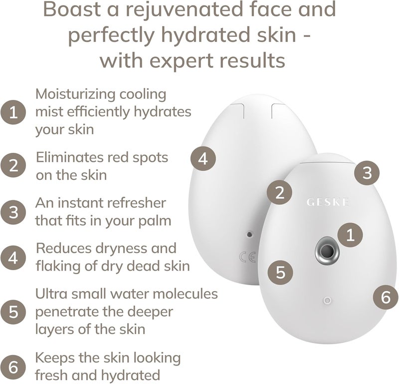 GESKE SmartAppGuided™ Facial Hydration Refresher | 4 in 1 | Water Atomiser | Face Steamer | Water Spray | Face Mister | Facial Cleansing Device | Spray Mist | Cosmetics | Natural Glow - Image 2