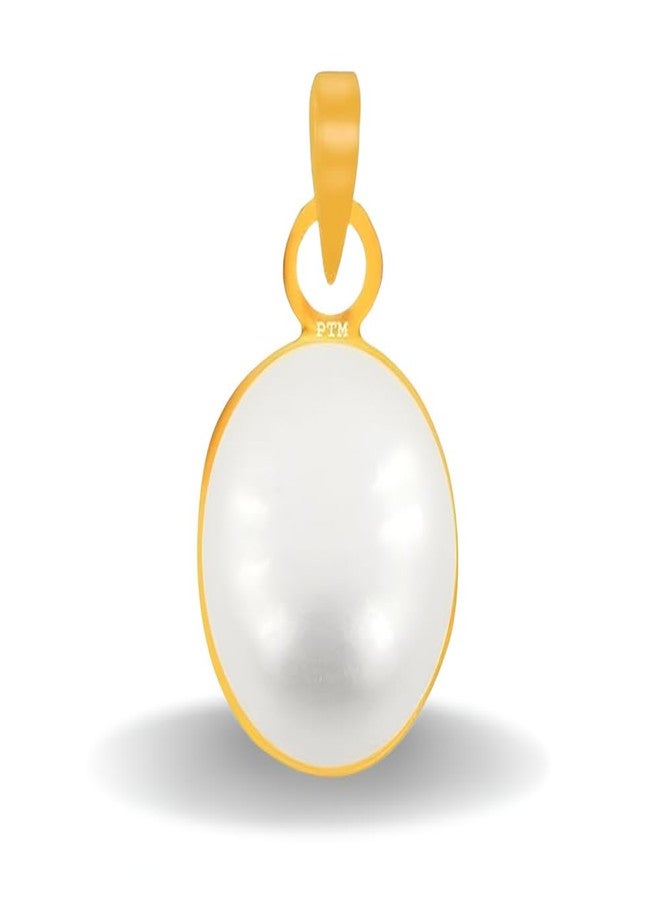 Ptm Pearl/Moti 9.25 Ratti or 8.5 Carat Astrological Certified Gemstone Panchdhatu/5 Metals 22k Gold Plated Pendant for Men & Women -fba3925 - Image 1