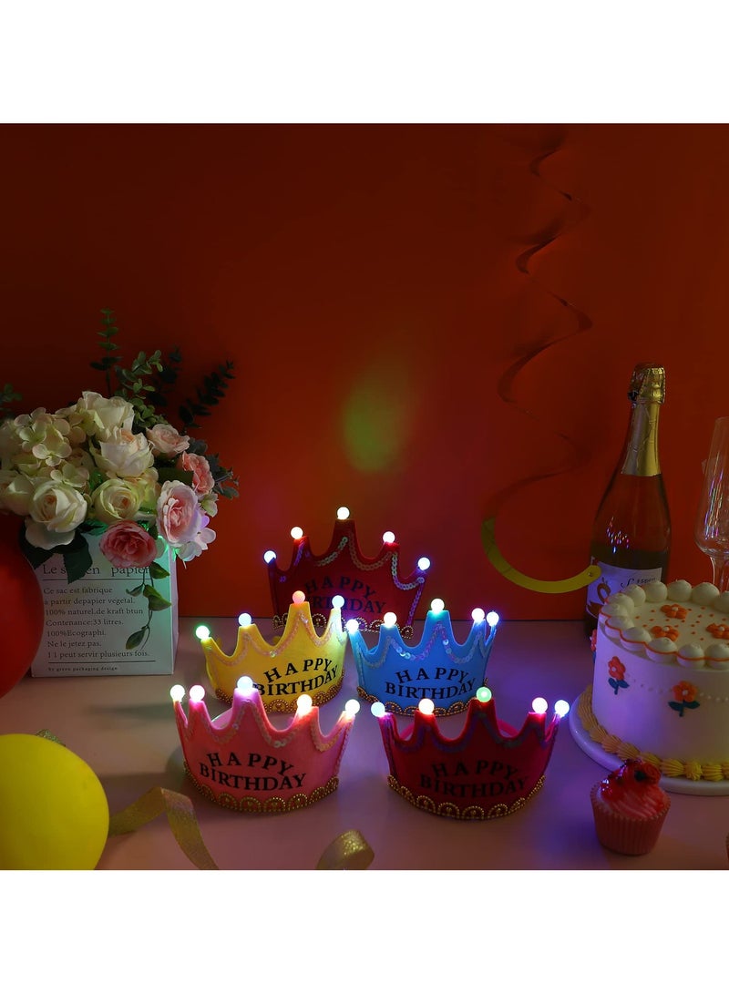 Zikra 10 Pcs Light up LED Crown Tiaras, Birthday Party Crowns Party Headband with LED Lights for Birthday Party Birthday Costume Party Favors Supplies (4 Red+2 Pink+2 Blue+2 Yellow) - Image 5