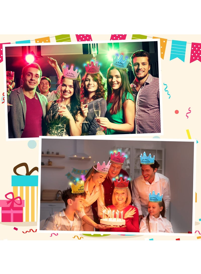 Zikra 10 Pcs Light up LED Crown Tiaras, Birthday Party Crowns Party Headband with LED Lights for Birthday Party Birthday Costume Party Favors Supplies (4 Red+2 Pink+2 Blue+2 Yellow) - Image 4