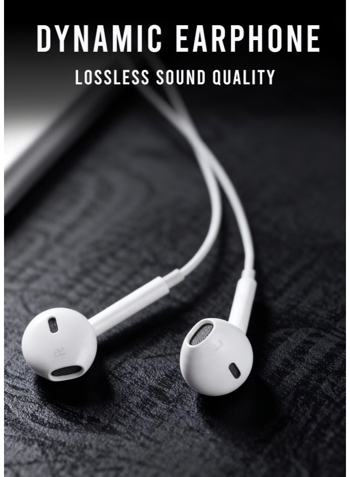 Best 3.5mm Wired Earphones with Mic | Noise Reduction | Spatial HD Sound | Deep Bass & Comfortable Fit | Universal Dynamic Headphones for All Supported Smartphones | 1.2 Meter (White) - Image 3