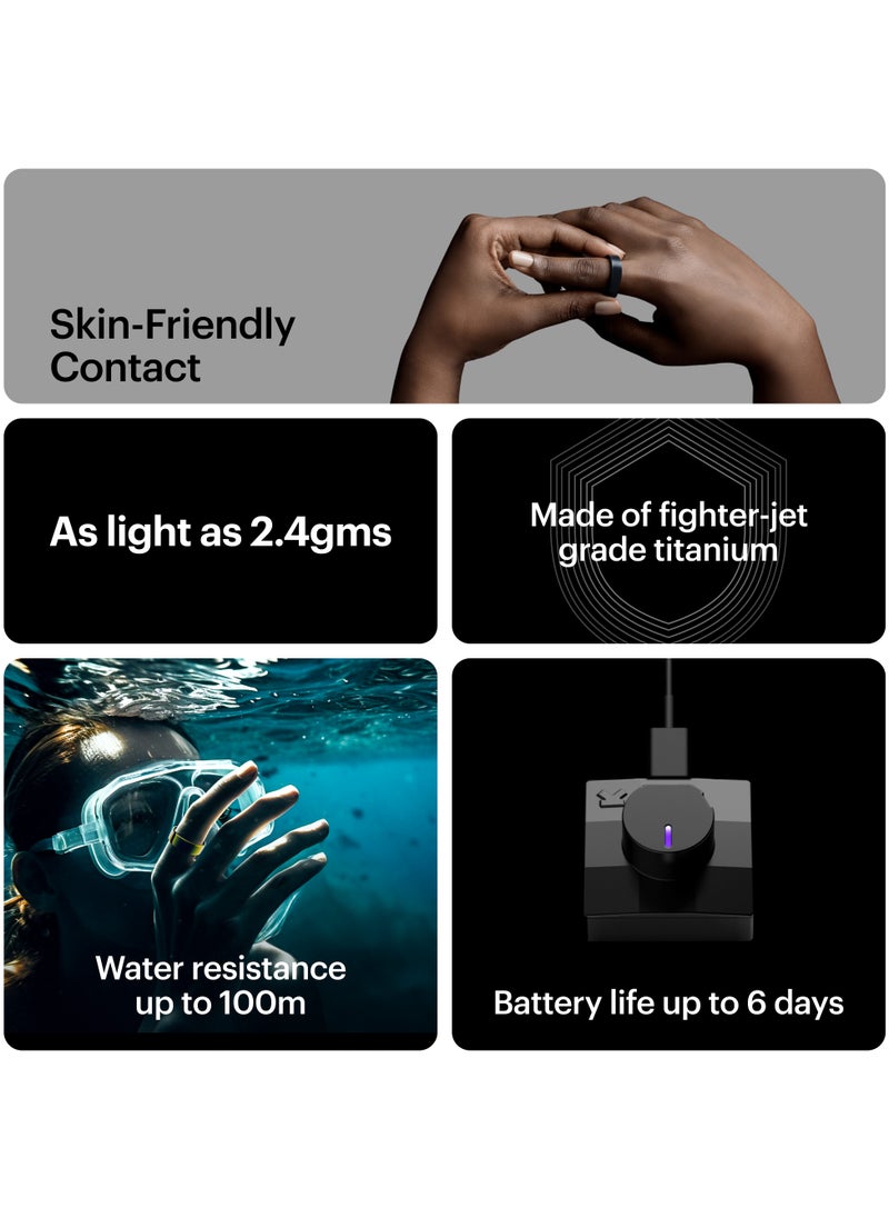التراهيومان - Ultrahuman Ring AIR - يمكن ارتداؤها لتتبع النوم المتقدم، ومراقبة معدل ضربات القلب ودرجة الحرارة، وتتبع التمارين، والحركة والتعافي، ومقاومة للماء، وعمر البطارية 6 أيام (الحجم 11) - Image 1