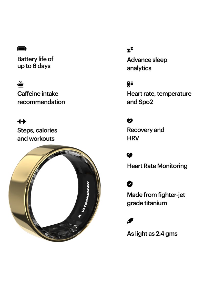 التراهيومان - Ultrahuman Ring AIR - يمكن ارتداؤها لتتبع النوم المتقدم، ومراقبة معدل ضربات القلب ودرجة الحرارة، وتتبع التمارين، والحركة والتعافي، ومقاومة للماء، وعمر البطارية 6 أيام (الحجم 11) - Image 1