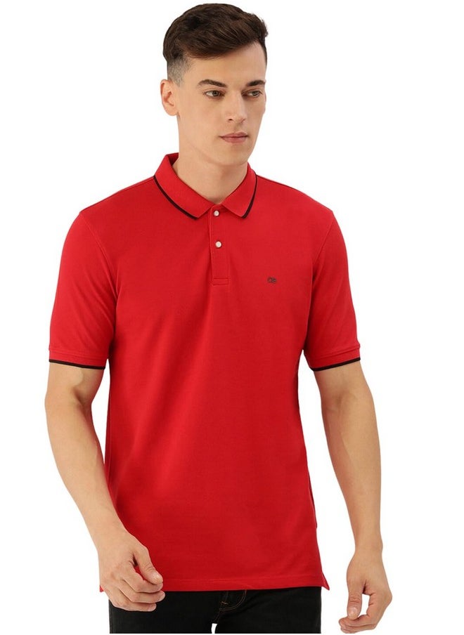 Peter England Peter England Men's Snug Fit Solid Polo T-Shirt with Coloured Collar Tipping| Cotton Rich| Premium Pique Weave  - Image 3