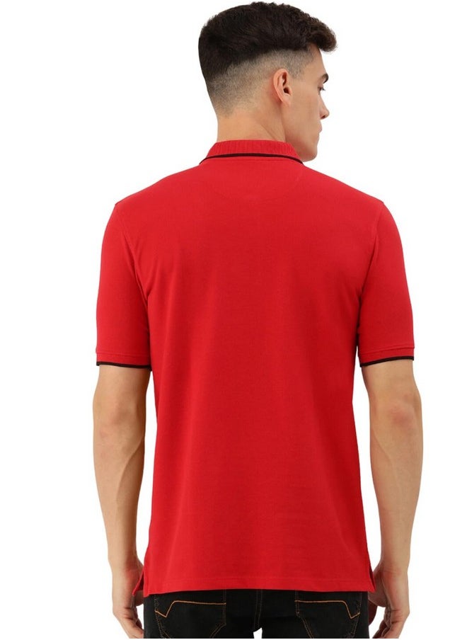 Peter England Peter England Men's Snug Fit Solid Polo T-Shirt with Coloured Collar Tipping| Cotton Rich| Premium Pique Weave  - Image 5