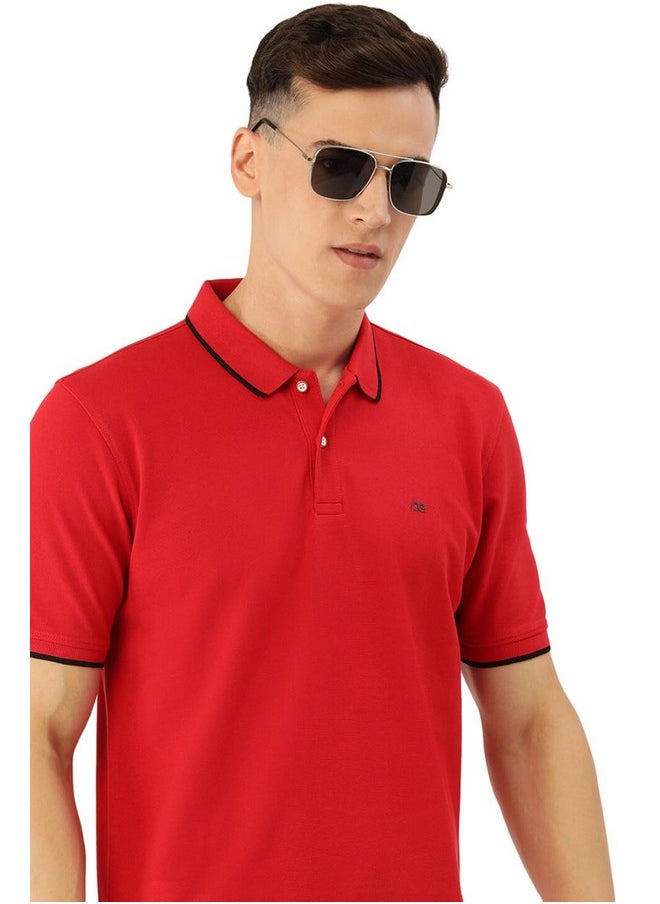 Peter England Peter England Men's Snug Fit Solid Polo T-Shirt with Coloured Collar Tipping| Cotton Rich| Premium Pique Weave  - Image 1