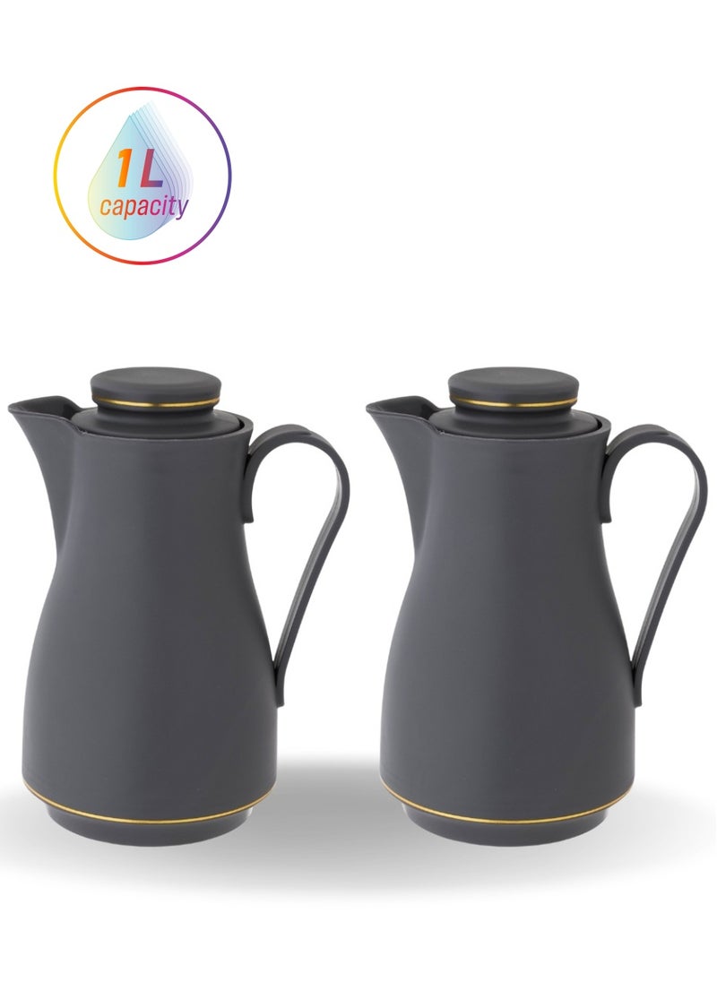 ALASKA Thermos Set For Tea and Coffee 2 Piece 1L Gray Color  - Image 1