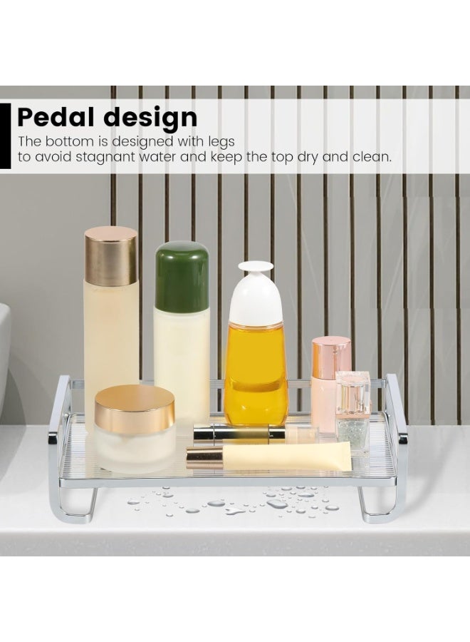 Bathroom Vanity Tray – Silver Acrylic  Metal Perfume Tray for Dresser, Makeup, Skincare  Cologne Organizer – Decorative Waterproof Countertop Tray for Bathroom, Bedroom, or Toilet Tank (Silver)  - Image 5