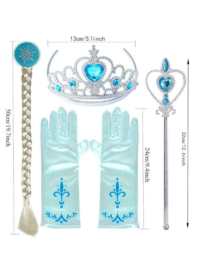 Yosbabe إكسسوارات حفلة تنكرية للأميرة إلسا - مجموعة مجوهرات تنكرية للأميرة - مجموعة ألعاب للبنات - مجموعة هدايا حفلة - تاج إلسا، قفازات، شعر مستعار، وعصا سحرية - Image 1