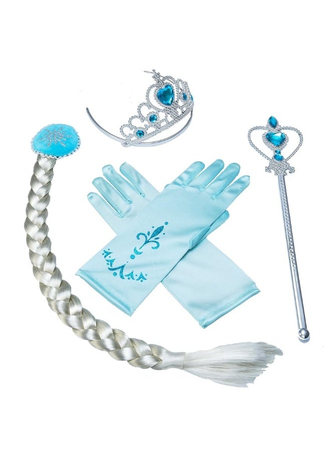 Yosbabe إكسسوارات حفلة تنكرية للأميرة إلسا - مجموعة مجوهرات تنكرية للأميرة - مجموعة ألعاب للبنات - مجموعة هدايا حفلة - تاج إلسا، قفازات، شعر مستعار، وعصا سحرية - Image 3