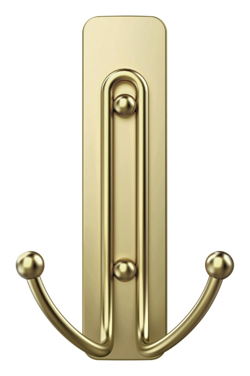Command Command Large Satin Brass Double Hooks, 2 Hooks and 2 Command Strips, Damage Free Hanging Wall Hooks with Adhesive Strips, No Tools Coat Hooks for Hanging Home Decor, Holds up to 4 lb - Image 3