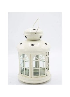Hexagonal lantern with a unique design for home and courtyard decor and Ramadan celebrations, white glass