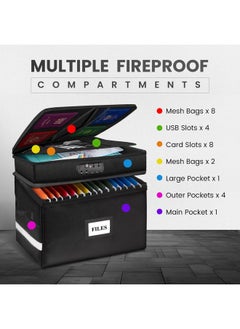 RFAQK Fireproof Document Box With Lock2 Layer File Cabinet Storage Bag With Multiple Pockets Waterresistant File Box With Reflective Stripdocument Organizer For Hanging Letter/Legal Folders Certificate  - Image 3