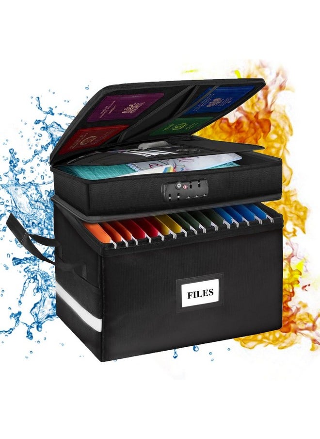 RFAQK - Fireproof Document Box With Lock2 Layer File Cabinet Storage Bag With Multiple Pockets Waterresistant File Box With Reflective Stripdocument Organizer For Hanging Letter/Legal Folders Certificate - Image 1