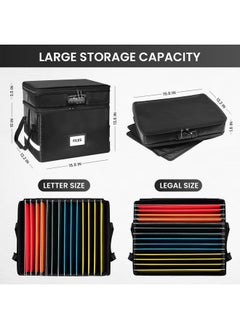 RFAQK Fireproof Document Box With Lock2 Layer File Cabinet Storage Bag With Multiple Pockets Waterresistant File Box With Reflective Stripdocument Organizer For Hanging Letter/Legal Folders Certificate  - Image 2
