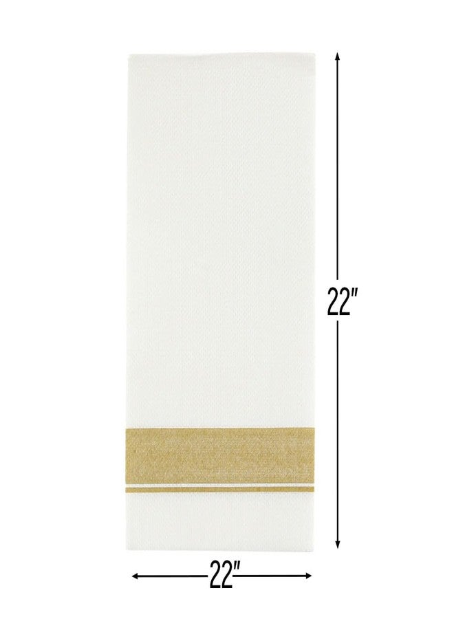 Bluesky Rectangle Cloth-Like White Napkins with Gold Border, 50 Pack Fancy Paper Napkins, 22" x 22" Disposable Dinner Napkins - Decorative For Parties, Weddings, Dinners, Upscale Parties & Events - Image 3