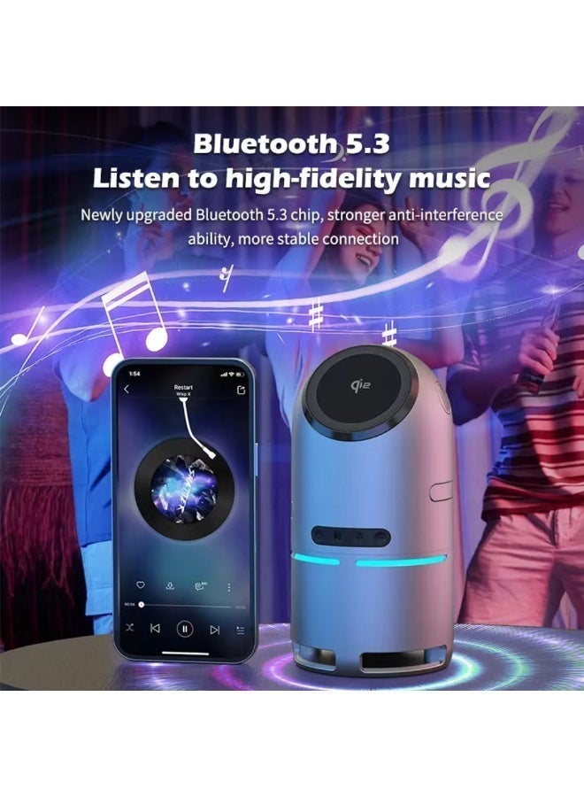 Standard QI2 Wireless Charging Station, Multifunctional 3-in-1 Bluetooth Speaker with Automatic Magnetic Rotating Stand for all iPhone (MagSafe) models 12, 13, 14, 15, 16, 17, AirPods Pro, Apple Watch, Samsung Galaxy Ultra - Image 5