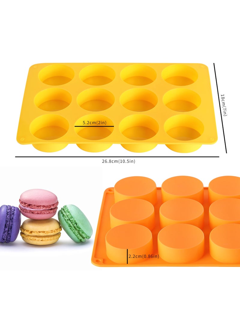 sokany 2 Pieces Oreo Chocolate Cookie Silicone Molds, 12 Cavity Round Silicone Mold, Baking Mold for Oreo, Chocolate, Cookie, Candy, Mini Cake, Jelly (Orange, Yellow) - Image 2
