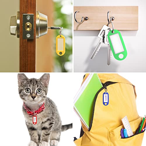 Eunhdet 150 Pack Plastic Key Tags with Labels, 10 Assorted Colors Key Labels Keychain Label Identifiers ID Tags with Split Ring - Image 2