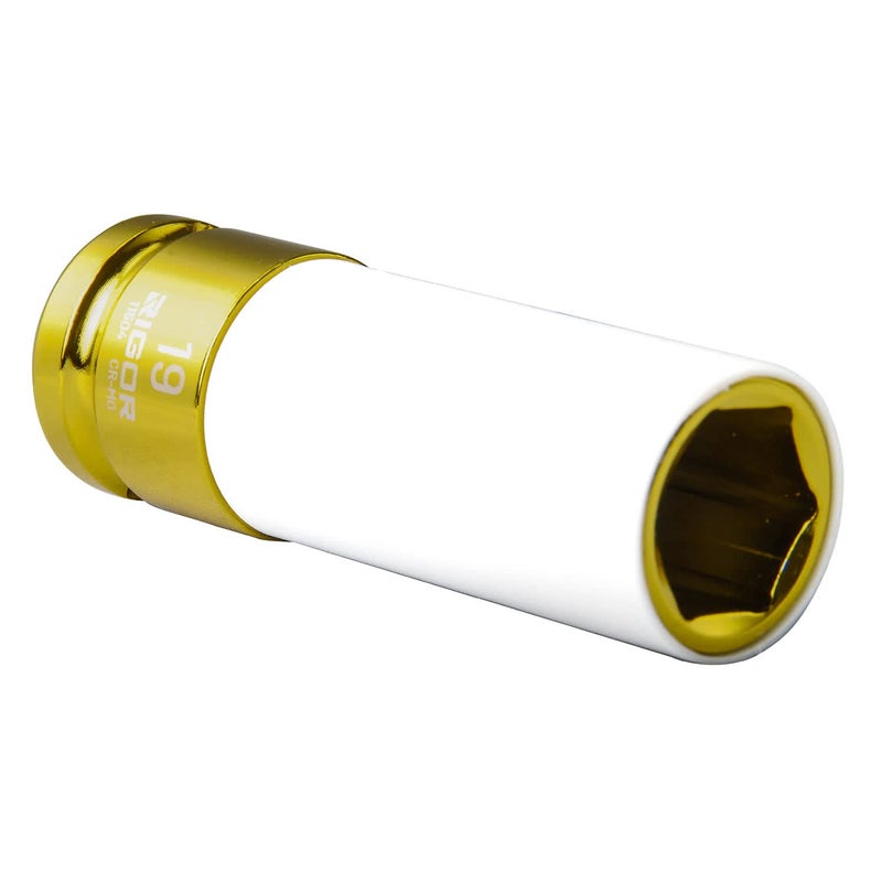 RIGOR 11504 19mm NonMarring Lug Nut Socket Wheel Protector Impact Socket 12 Drive 6 Point CRMO Metric