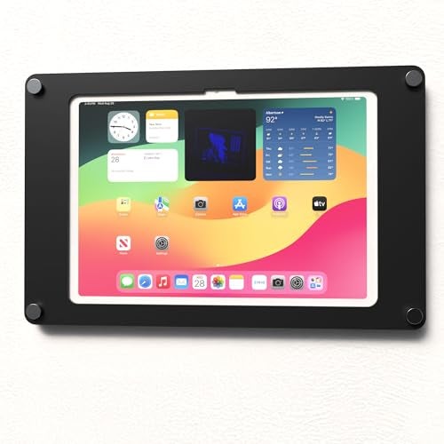 TABcare Acrylic Wall Mount Floating Frameless Display with Metal Standoff for iPad 10 10.9, 11 A16 Tablet (Black, iPad 10/11) - Image 1